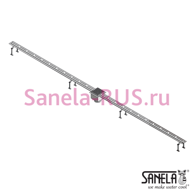 Нержавеющий дренажный канал для бассейна, 2м, AISI 304 SLKN 01 арт: 69010 Sanela Чехия (фото, схема)